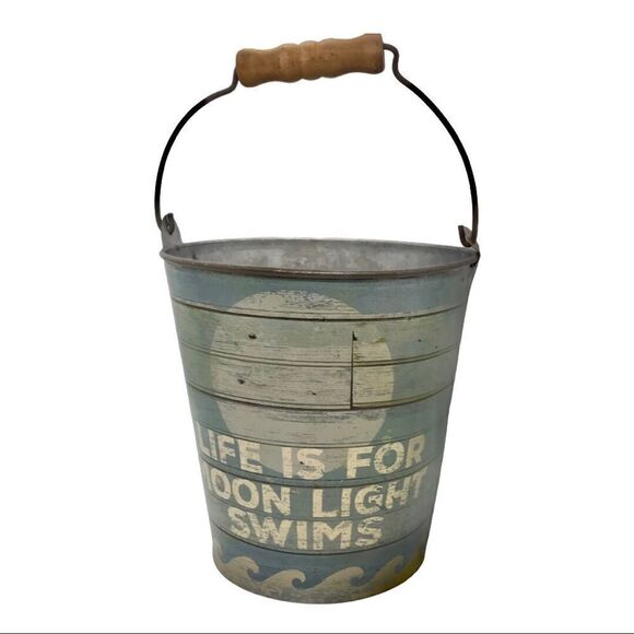 Beach Pail Decor Accent Blue Primitives by Kathy - Picture 9 of 9